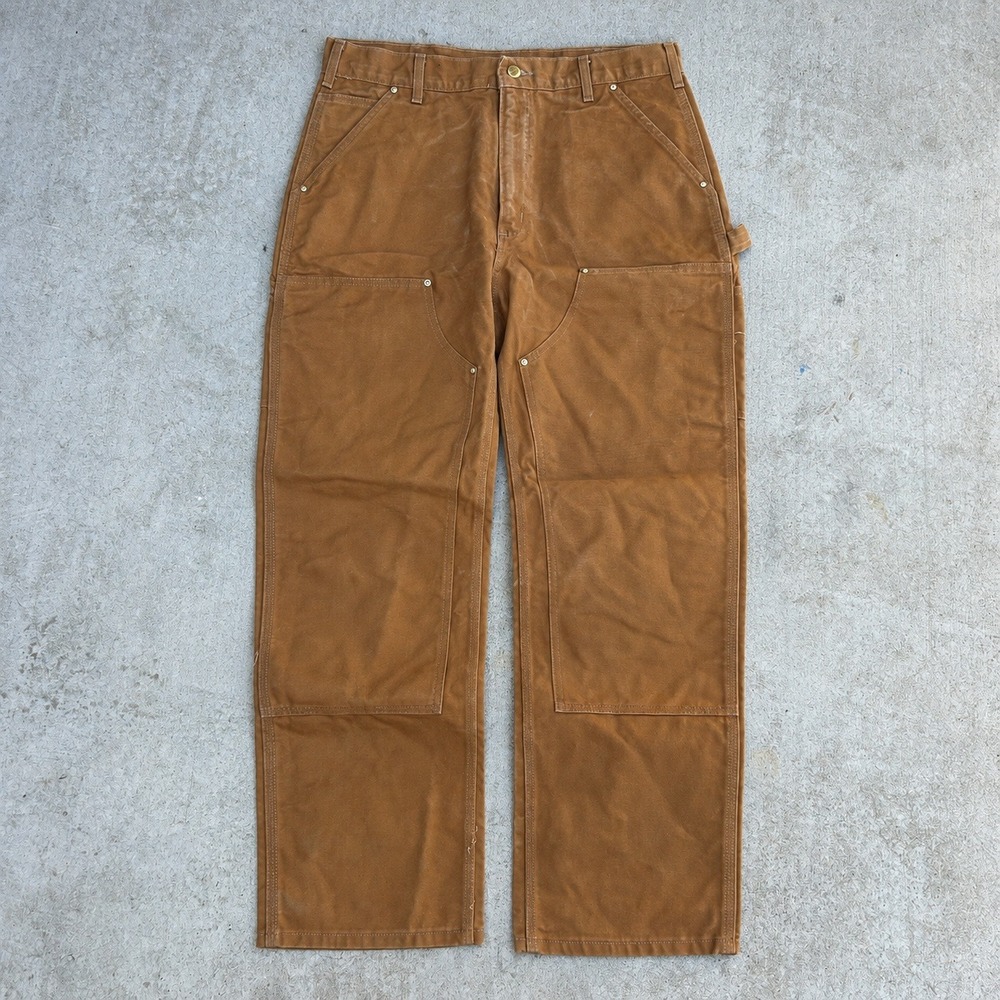 Carhartt Double Knee Work Pants Brown Faded Vintage Workwear Streetwear Skater